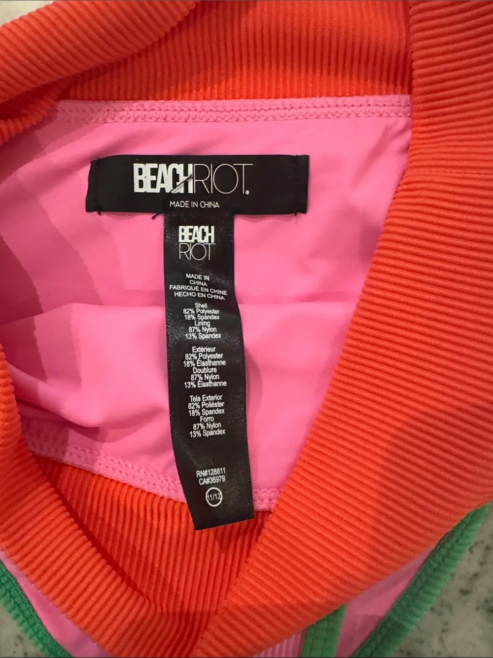 Beach Riot Pink, Green & Red Colorblock Girls' Bikini Set